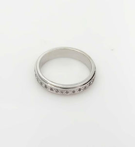 14k WHITE GOLD SINGLE ROW 1/3ct ROUND DIAMOND ETERNITY WEDDING BAND