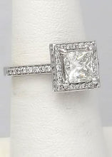 Load image into Gallery viewer, 1.85 CT. TW. Princess Cut Diamond Halo Engagement Ring In 14k White Gold
