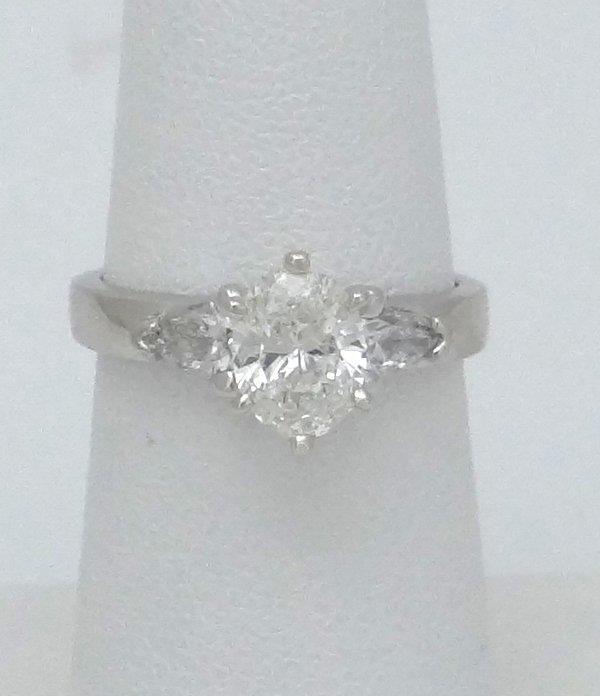 Platinum 950 1.01ct Center Oval 1/4ct Pear Accents Engagement Ring