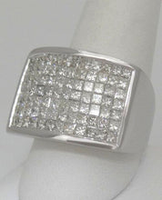 Load image into Gallery viewer, MENS 14K WHITE GOLD 5.00ct SQUARE DIAMOND PAVE WIDE BAND HEAVY RING
