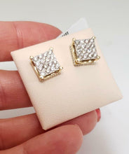 Load image into Gallery viewer, MENS 1.00ct DIAMOND COMPOSITE SQUARE STUD EARRINGS 10K YELLOW GOLD
