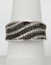 Load image into Gallery viewer, LADIES 14K WHITE GOLD 1/2ct BLACK CLEAR DIAMOND CONCAVE WAVE CUT OUT RING 10mm 7
