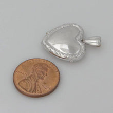 Load image into Gallery viewer, LADIES GIRLS 14K WHITE GOLD ENGRAVABLE HEART LOVE LOCKET PENDANT CHARM 1&quot;
