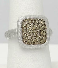 Load image into Gallery viewer, LADIES NEW 14k WHITE GOLD .50ct ROUND BROWN DIAMOND SQUARE BARK FINISH RING
