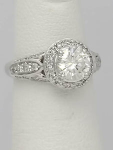 18k WHITE GOLD 1.00ct ROUND DIAMOND VS2 HALO ENGAGEMENT RING