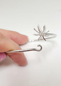 .24ct DIAMOND PALM TREE BANGLE in 18K WHITE GOLD