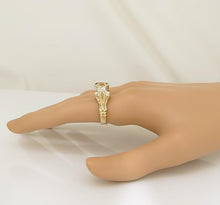 Load image into Gallery viewer, LADIES TWO TONE 14k GOLD HIGH POLISH 4.00ct OVAL YELLOW CITRINE FILIGREE RING
