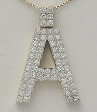 Load image into Gallery viewer, 10k YELLOW GOLD 2.50ct ROUND DIAMOND 3D LETTER A INITIAL PENDANT 10.7g 1.44&quot;
