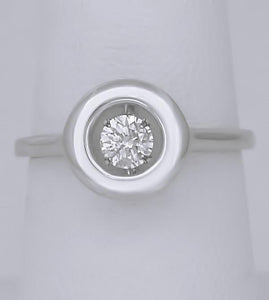 NEW 14k WHITE GOLD .33ct ROUND SOLITAIRE SHIMMER FLOATING DIAMOND HALO RING