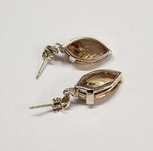 Load image into Gallery viewer, 925 STERLING SILVER CUSTOM MARQUISE PEACH CZ MARCASITE DANGLE EARRINGS 1.18&quot;
