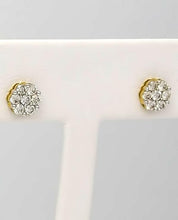 Load image into Gallery viewer, .75 CT. T.W. Diamond Composite Flower Stud Earrings in 14K Yellow Gold
