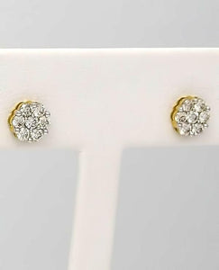.75 CT. T.W. Diamond Composite Flower Stud Earrings in 14K Yellow Gold