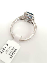 Load image into Gallery viewer, 1 1/2ct ROUND LONDON BLUE TOPAZ &amp; DIAMOND SPLIT SHANK RING in 14K WHITE GOLD
