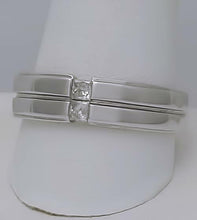 Load image into Gallery viewer, MENS 14k WHITE GOLD 1/2ct SQUARE DIAMOND TWO STONE WEDDING BAND
