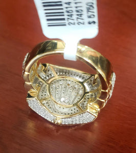 Mens 1.00ct Diamond Crown Ring in 10k Yellow Gold