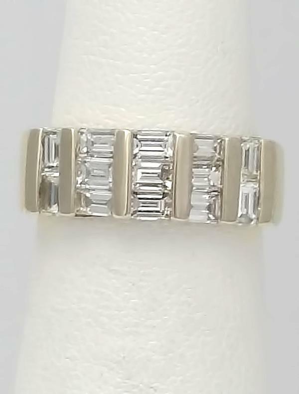 14k YELLOW WHITE GOLD 1.00ct CHANNEL SET BAGUETTE DIAMOND BAR BAND RING