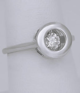 NEW 14k WHITE GOLD .33ct ROUND SOLITAIRE SHIMMER FLOATING DIAMOND HALO RING