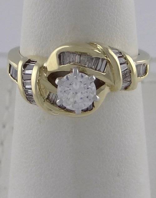 1/2ct DIAMOND BAGUETTE ENGAGEMENT WEDDING RING LADIES 14K YELLOW GOLD
