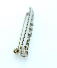 Load image into Gallery viewer, 14K WHITE GOLD VINTAGE 1/4ct 3 ROUND MINE CUT DIAMOND PIN BROOCH
