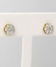 Load image into Gallery viewer, 1.00 CT. T.W. Round Diamond Composite Flower Stud Earrings in 14K Yellow Gold
