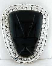 Load image into Gallery viewer, LADIES STERLING SILVER BLACK ONYX MASK HEAVY PIN 2.22&quot;

