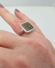 Load image into Gallery viewer, LADIES NEW 14k WHITE GOLD .50ct ROUND BROWN DIAMOND SQUARE BARK FINISH RING
