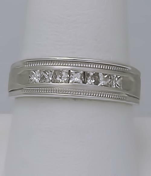 14k WHITE GOLD 1/2ct SQUARE DIAMOND CHANNEL SET WEDDING BAND RING
