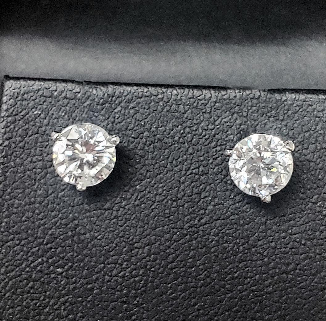 1.95ct T.W. Round Brilliant Cut Diamond Studs Earrings in 14k White Gold
