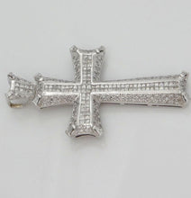 Load image into Gallery viewer, Mens 14k White Gold 8.00ct Diamond Cross Crucifix Gallery Pendant 3.24&quot; 41g
