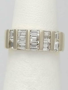 14k YELLOW WHITE GOLD 1.00ct CHANNEL SET BAGUETTE DIAMOND BAR BAND RING