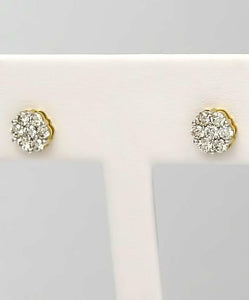 .75 CT. T.W. Diamond Composite Flower Stud Earrings in 14K Yellow Gold