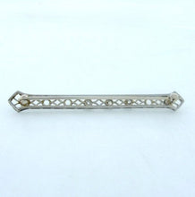 Load image into Gallery viewer, 14K WHITE GOLD VINTAGE 1/4ct 3 ROUND MINE CUT DIAMOND PIN BROOCH
