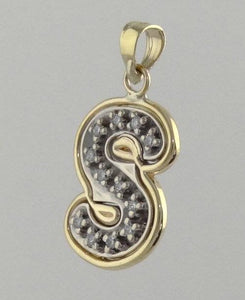 14K YELLOW GOLD 1/10ct DIAMOND LETTER INITIAL S PENDANT CHARM