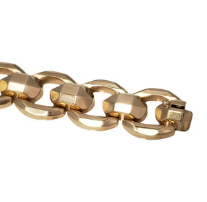 14k Italian Yellow Gold Domed Beveled O Link Bracelet 18.6mm