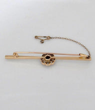 Load image into Gallery viewer, VINTAGE 18K YELLOW GOLD PLATINUM SAPPHIRE DIAMOND PIN BROOCH SCARF TIE PIN
