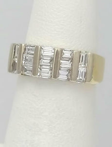 14k YELLOW WHITE GOLD 1.00ct CHANNEL SET BAGUETTE DIAMOND BAR BAND RING