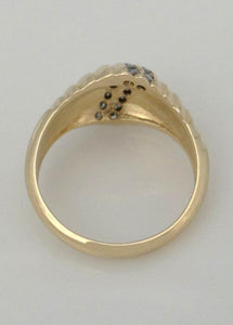 LADIES 10K YELLOW GOLD 1/5ct CHANNEL SET DIAMOND DOME SHELL BAND RING