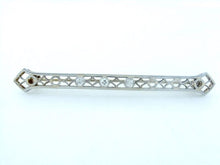 Load image into Gallery viewer, 14K WHITE GOLD VINTAGE 1/4ct 3 ROUND MINE CUT DIAMOND PIN BROOCH
