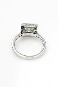 1.85 CT. TW. Princess Cut Diamond Halo Engagement Ring In 14k White Gold