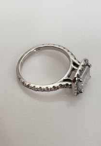 EGL 2.50ct RADIANT DIAMOND ENGAGEMENT BRIDAL SET in 18K WHITE GOLD
