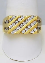 Load image into Gallery viewer, 14k YELLOW GOLD RECTANGLE FIVE ROW CHANNEL SET 3/4ct ROUND DIAMOND RING
