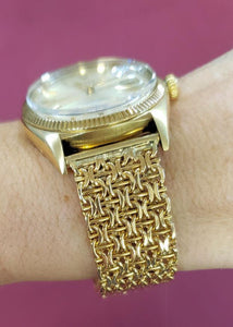 36mm Vintage 36mm Rolex Datejust 14k Yellow Gold With Custom Mesh Bracelet