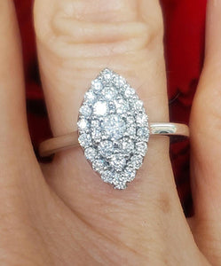 1/2ct Diamond Marquise Halo Keepsake Ring in 14k White Gold
