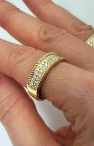 14k YELLOW GOLD 2.12ct ROUND DIAMOND ENGAGEMENT BRIDAL TRIO SET