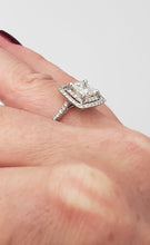 Load image into Gallery viewer, 1 1/2 CT. PRINCESS CUT DIAMOND DOUBLE HALO ENGAGEMENT RING IN 14K WHITE GOLD
