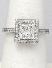 Load image into Gallery viewer, 1.85 CT. TW. Princess Cut Diamond Halo Engagement Ring In 14k White Gold
