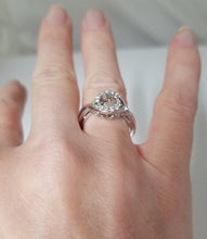 Load image into Gallery viewer, LADIES 14k WHITE GOLD 1/3ct ROUND SHIMMER FLOATING DIAMOND HALO FILIGREE RING
