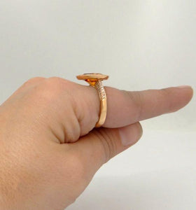 18K ROSE GOLD 2 3/4ct PEAR ORANGE CITRINE HALO DIAMOND RING