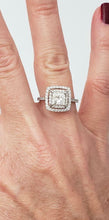 Load image into Gallery viewer, 1 1/2 CT. PRINCESS CUT DIAMOND DOUBLE HALO ENGAGEMENT RING IN 14K WHITE GOLD
