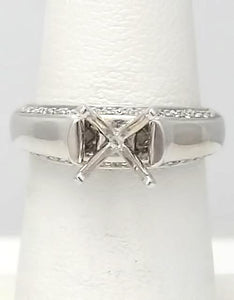 750 18k WHITE GOLD .26ct ROUND DIAMOND FOUR PRONG ENGAGEMENT SEMI MOUNT RING